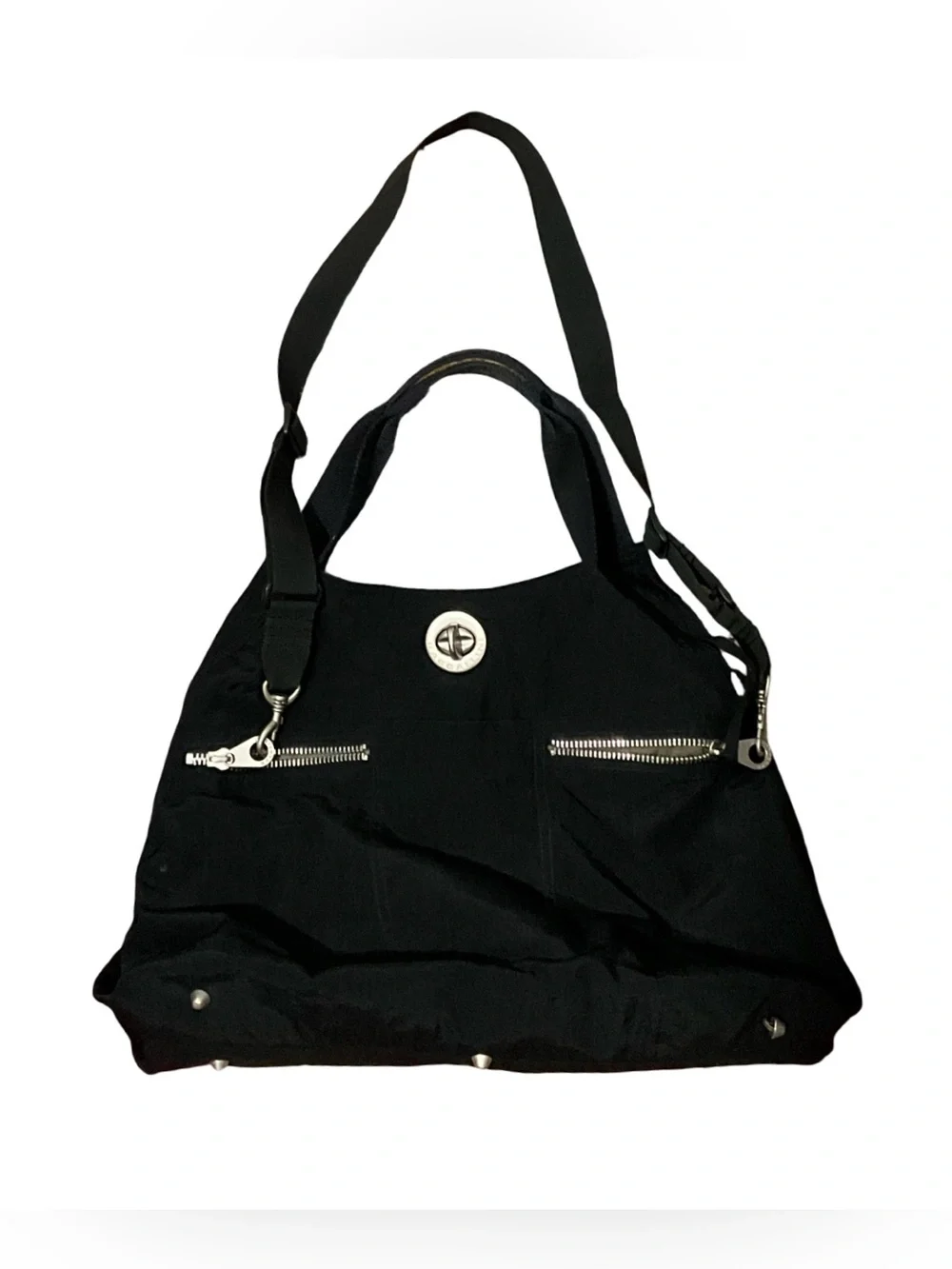 Baggallini Black Nylon Convertible Tote Crossbody Travel Shoulder Bag